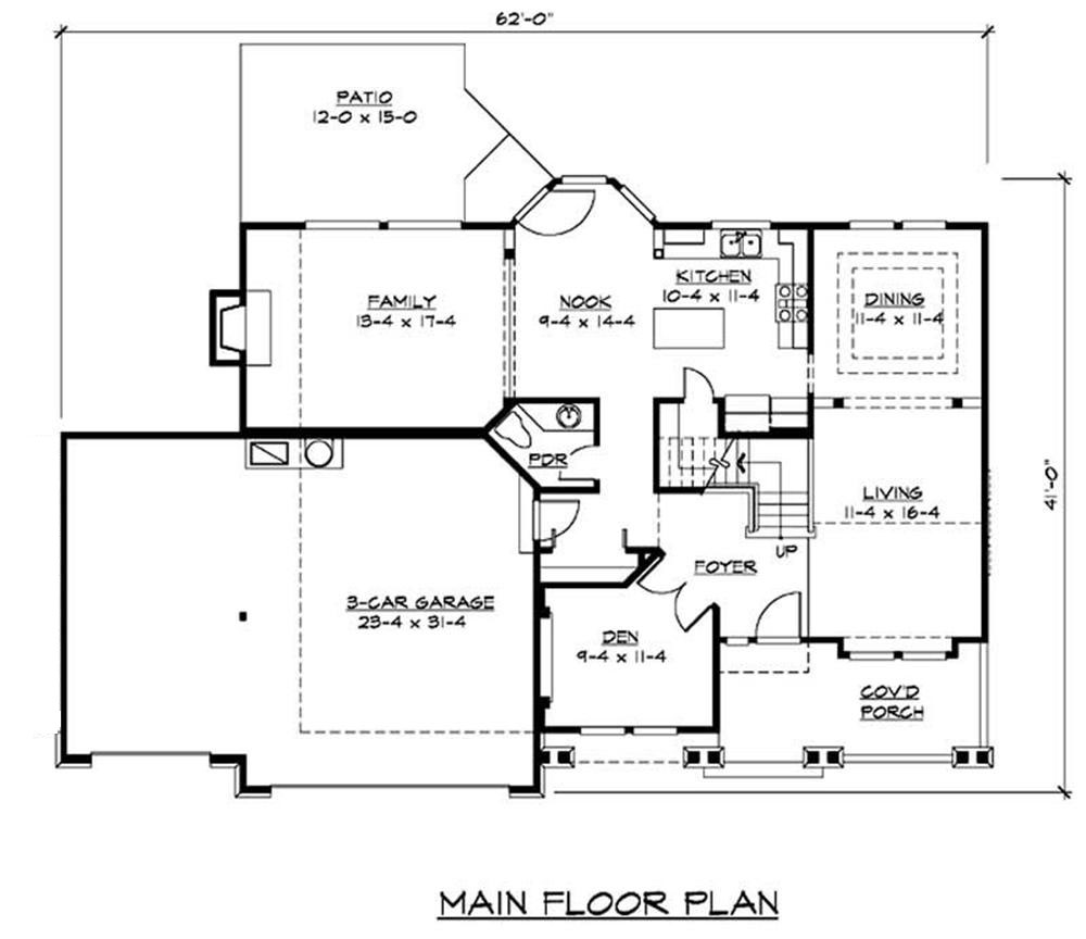 Floor Plan First Story of Ranch Plan #115-1014